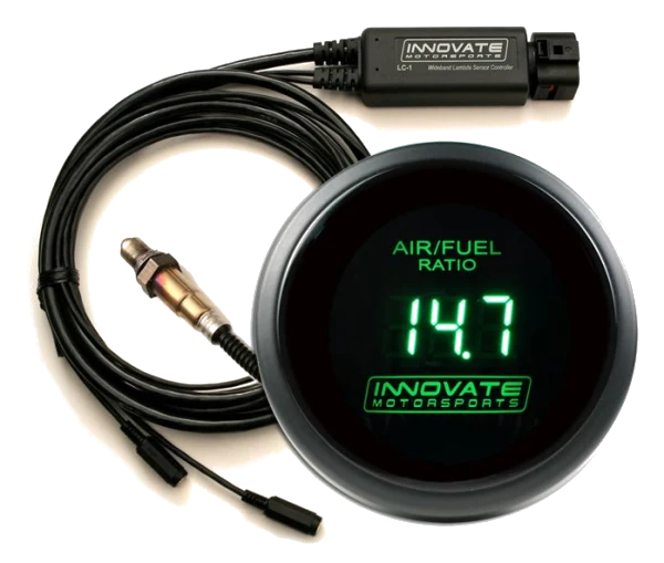 Zestaw LC-2 z zegarem DB Green, Innovate 3873 - Zielone podświetlanie, sonda szerokopasmowa AFR