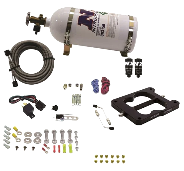 Q-Jet Holley Spreadbore Hitman Nitrous System 100-150-200Hp with 10Lb Bottle Nitrous Express NX 40080-10