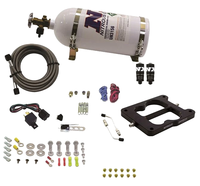 Q-Jet Holley Spreadbore Hitman Nitrous System 100-150-200Hp with 10Lb Bottle Nitrous Express NX 40080-10