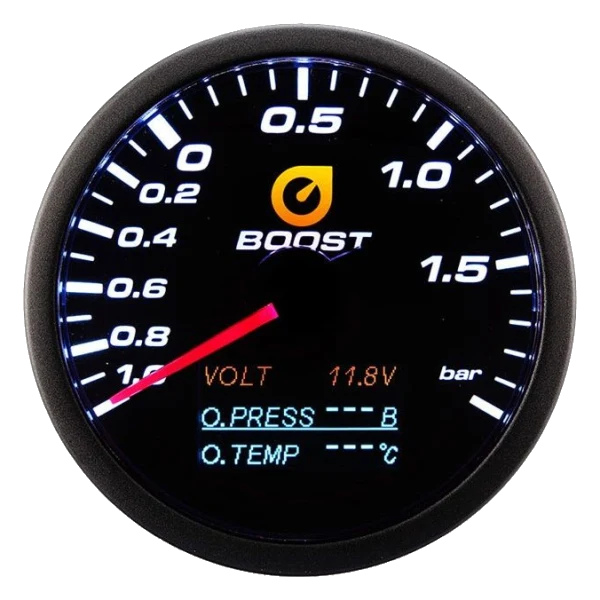Auto Gauge 60mm - Wskaźnik 4w1 Doładowanie Napięcie Ciśnienie i temperatura oleju