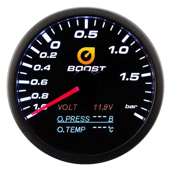 Auto Gauge 60mm - Wskaźnik 4w1 Doładowanie Napięcie Ciśnienie i temperatura oleju