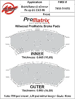 Klocki hamulcowe Wilwood 150-D1075K PM ProMatrix D1075 Street Performance Racing Pads .67