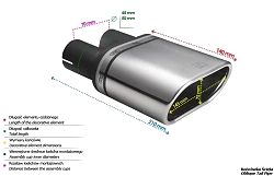 Uniwersalna końcówka tłumika owalna 145×75mm długość 140mm średnica montażowa 45mm - N3-21-1*/45