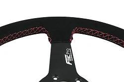Kierownica sportowa FMIC.Pro Track zamszowa 350mm odsadzenie 33mm czerwona