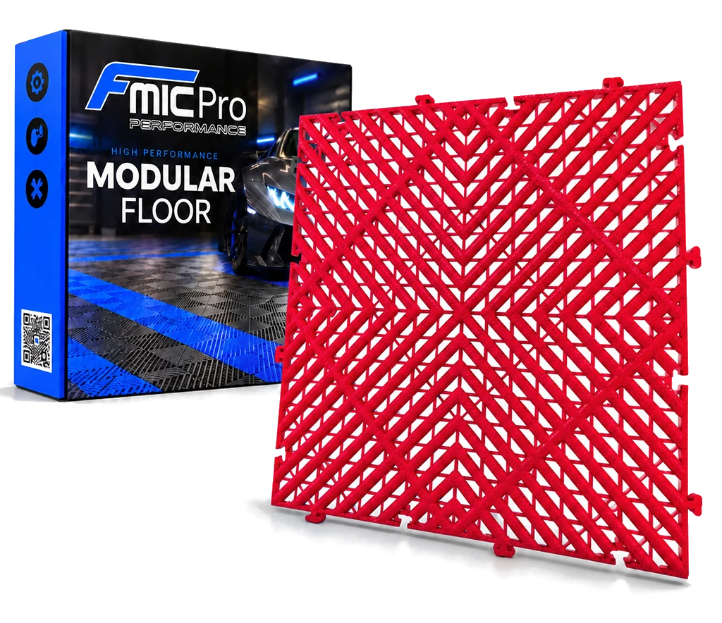 Podłoga modułowa panelowa FMIC.Pro do garażu warsztatu 40x40cm 20mm Czerwony