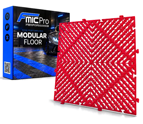 Podłoga modułowa panelowa FMIC.Pro do garażu warsztatu 40x40cm 20mm Czerwony