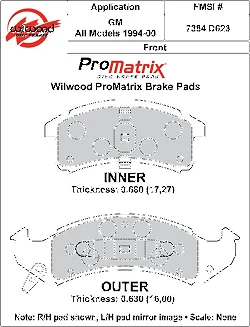 Klocki hamulcowe Wilwood 150-D0623K PM ProMatrix D623 Street Performance Racing Pads .68 .63