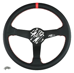 Kierownica sportowa FMIC.Pro Track skórzana 350mm odsadzenie 33mm czerwona