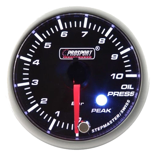 Wskaźnik Prosport ciśnienie oleju seria Stepper Motor Peak 52mm zielony