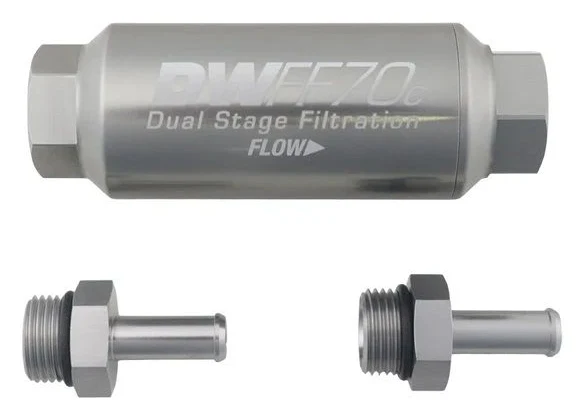 DeatschWerks Compact In-Line Fuel Filter Kit 3/8 In 10 Micron 70mm