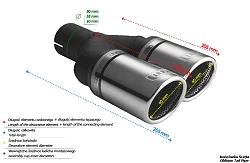 Uniwersalna końcówka tłumika okrągła 90mm długość 225/205mm średnica montażowa 60mm - N2-90RSP/60