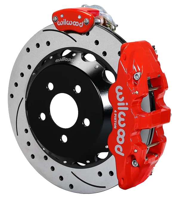 Wilwood 140-13888-DR AERO4-MC4 Big Brake Parking Zestaw hamulcowy tylny 14.00 wiercony czerwony Ford
