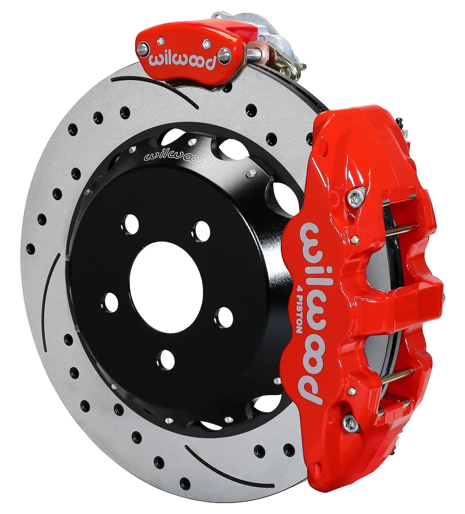 Wilwood 140-13888-DR AERO4-MC4 Big Brake Parking Zestaw hamulcowy tylny 14.00 wiercony czerwony Ford