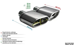 Uniwersalna końcówka tłumika owalna 145×75mm długość 140mm średnica montażowa 50mm - N1-21-1L/50
