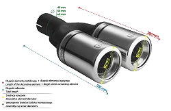 Uniwersalna końcówka tłumika okrągła 80mm długość 160mm średnica montażowa 45mm - N2-07-2K/45