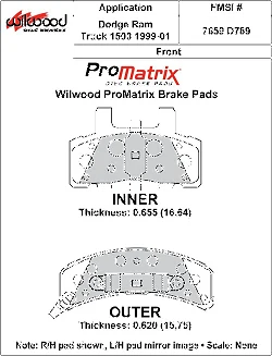Klocki hamulcowe Wilwood 150-D0789K PM ProMatrix D789 Street Performance Racing Pads .655