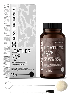 Leather Expert Leather Dye farba do zamszu nubuku aniliny - Dark Brown ciemny brąz 75ml
