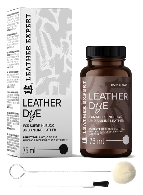 Leather Expert Leather Dye farba do zamszu nubuku aniliny - Dark Brown ciemny brąz 75ml