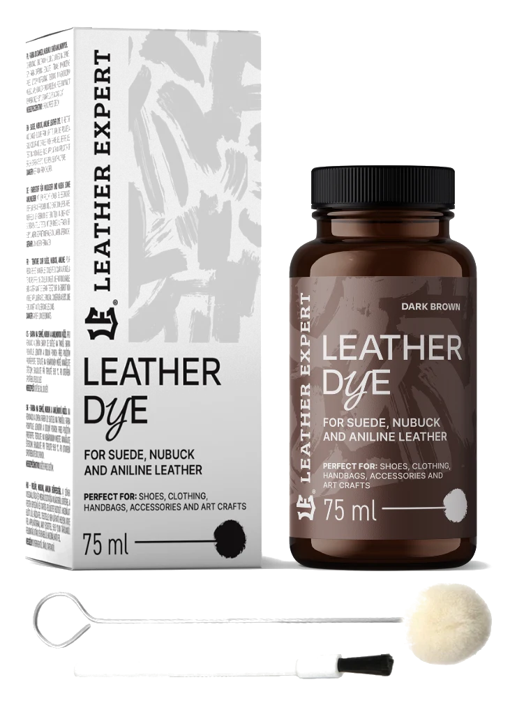 Leather Expert Leather Dye farba do zamszu nubuku aniliny - Dark Brown ciemny brąz 75ml