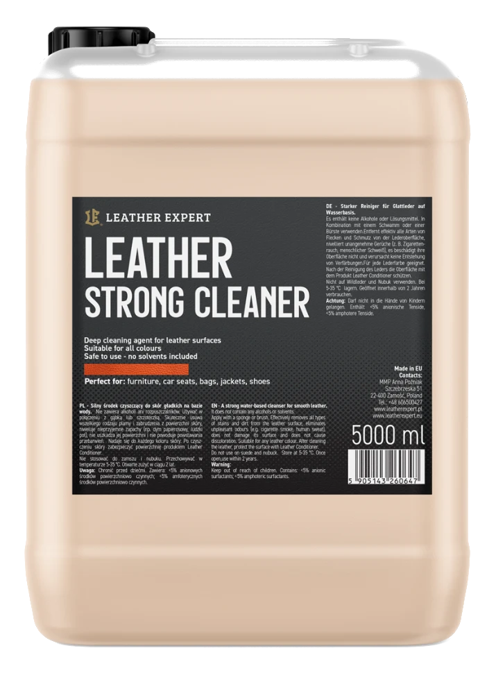 Leather Expert Leather Strong Cleaner silny środek do czyszczenia mocno zabrudzonej skóry gładkiej  5000ml 5l