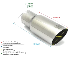Uniwersalna końcówka tłumika okrągła 80mm długość 120mm średnica montażowa 65mm - N1-08-1*/65