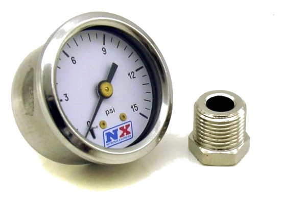 Fuel Pressure Gauge 0-15 PSI with Adaptor Nitrous Express NX 15511