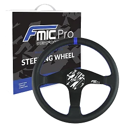 Kierownica sportowa FMIC.Pro Classic skórzana 350mm odsadzenie 33mm niebieska