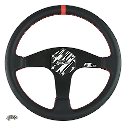 Kierownica sportowa FMIC.Pro Classic skórzana 350mm odsadzenie 33mm czerwona