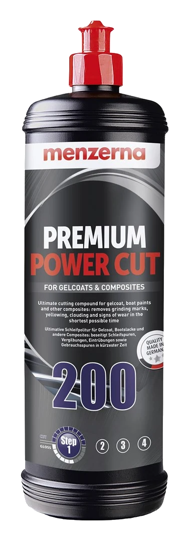 Menzerna Premium Power Cut 200 mocno ścierna pasta polerska do żelkotu kompozytów lakierów jachtowych 1l 1000ml
