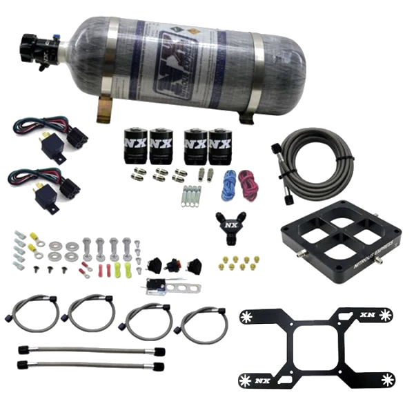 4500 Billet Crossbar Plate System Dual Stage 100-1000Hp with 12Lb Carbon Bottle Nitrous Express NX 66047-12