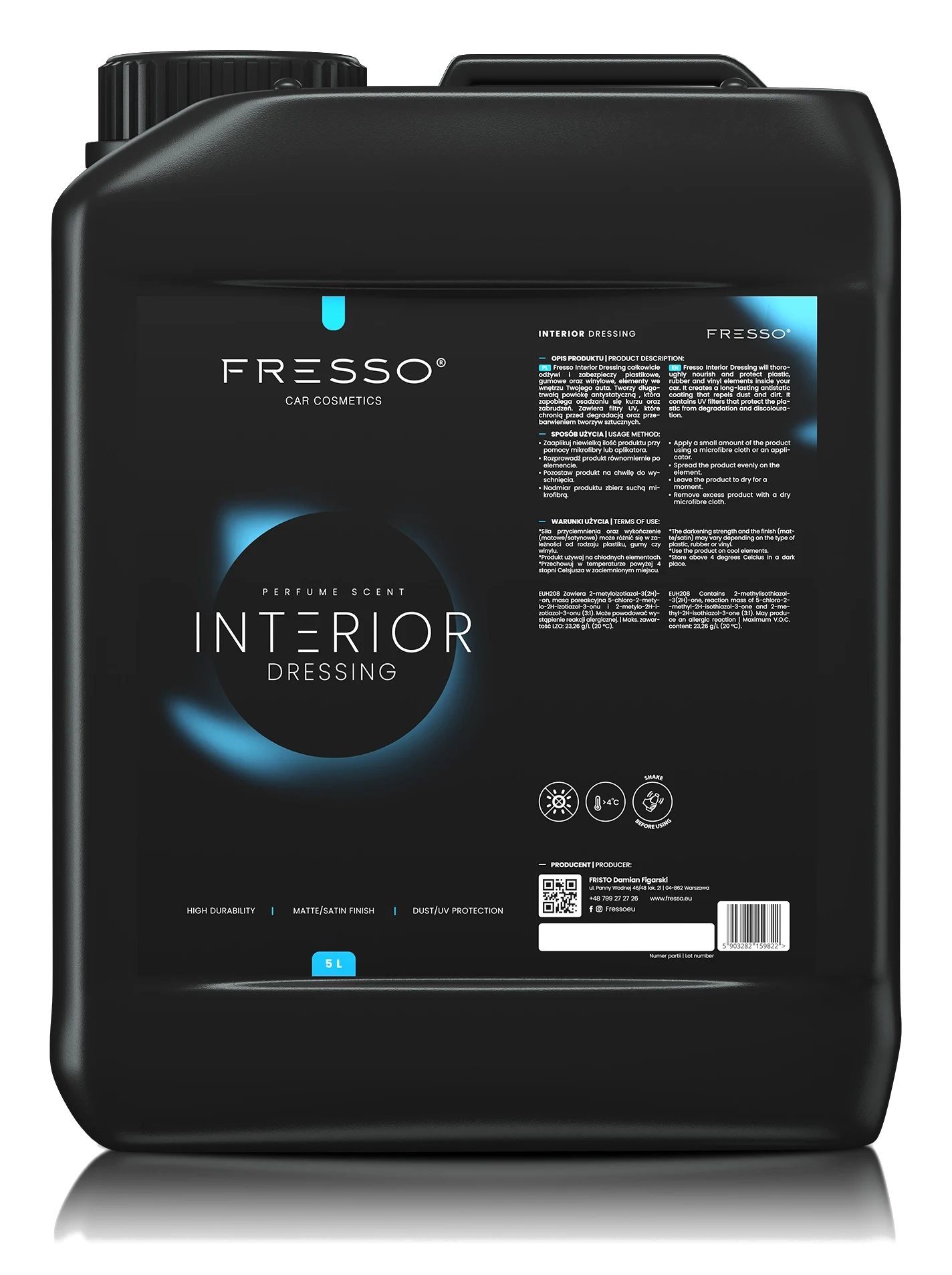 FRESSO Interior Dressing do zabezpieczania plastików gumy winylu 5l 5000ml