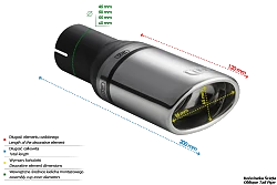 Uniwersalna końcówka tłumika owalna 95×65mm długość 200mm średnica montażowa 55mm - N1-10-1D/55