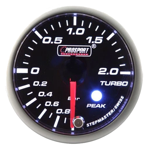Wskaźnik Prosport Boost seria Stepper Motor Peak 52mm bursztynowy