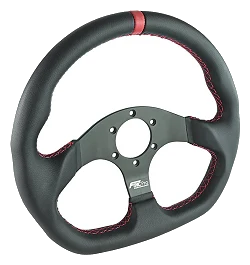 Kierownica sportowa FMIC.Pro D-Shape skórzana 325mm odsadzenie 42mm czerwona