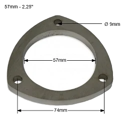 Flansza wydechowa nierdzewna SS304 2,25'' - 57mm FMIC.EU - 3 otwory