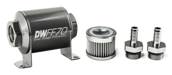 DeatschWerks In-Line Fuel Filter Kit 3/8IN 10 Micron 70mm