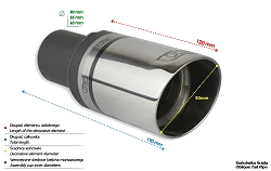 Uniwersalna końcówka tłumika okrągła 90mm długość 120mm średnica montażowa 60mm - N1-91/60