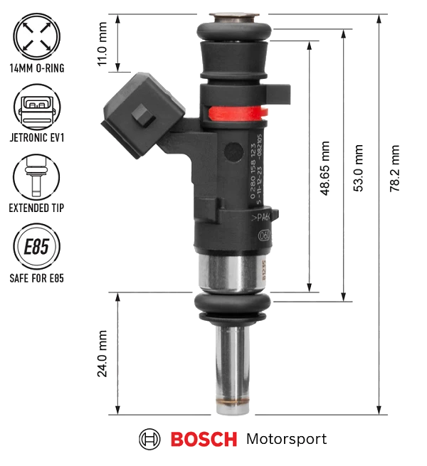 Nuke Performance Bosch Injector 627cc 53mm EV14S 4pcs Flow Matched
