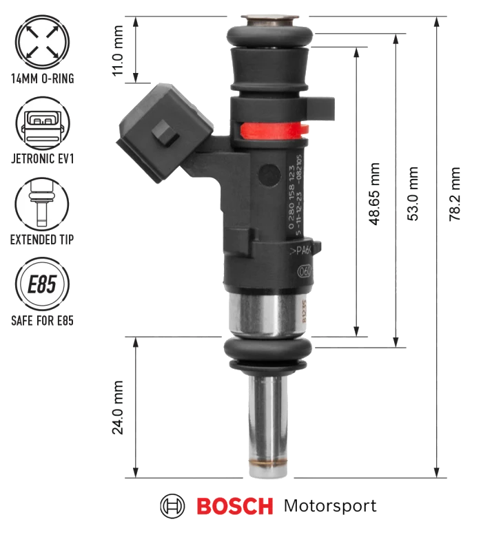 Nuke Performance Bosch Injector 627cc 53mm EV14S 4pcs Flow Matched