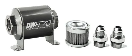 DeatschWerks In-Line Fuel Filter Kit -8AN 100 Micron 70mm