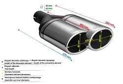 Uniwersalna końcówka tłumika owalna 220×80mm długość 220mm średnica montażowa 50mm - N2-54L*/50