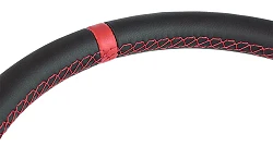Kierownica sportowa FMIC.Pro Track skórzana 350mm odsadzenie 90mm czerwona