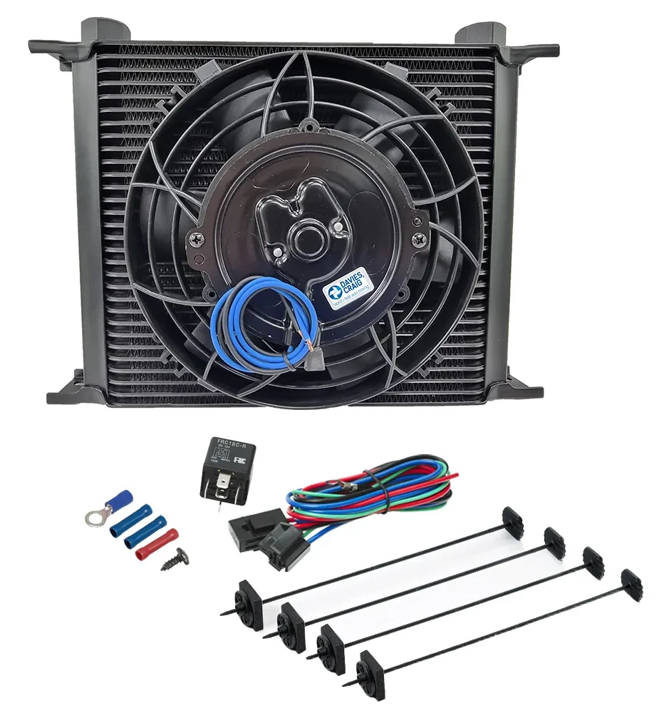 Davies Craig DC608 uniwersalna chłodnica oleju silnika i skrzyni biegów 50mm 30-Row AN10 8"Fan Combo 12V