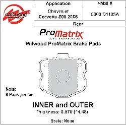 Klocki hamulcowe Wilwood 150-30-D1185AK BP-30 D1185A High-Temperature Racing Pads .57