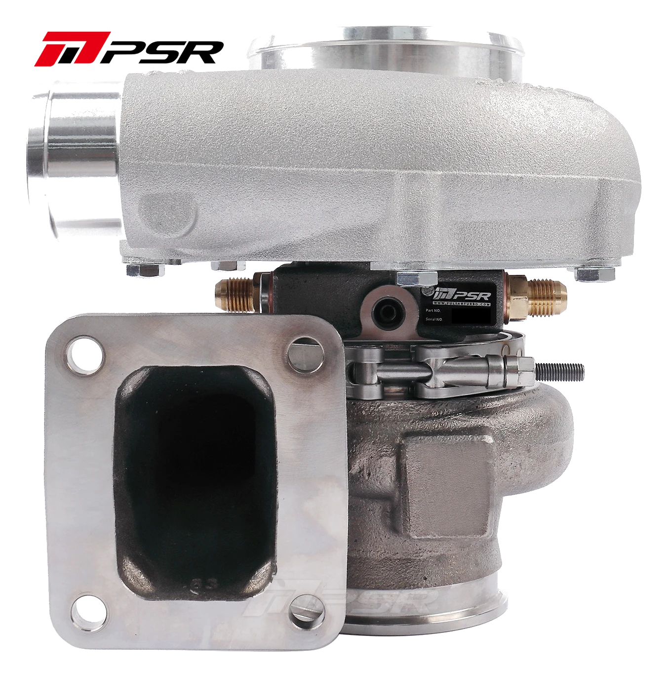Turbosprężarka Pulsar PSR 6262G 900HP .63 Stal nierdzewna T4 Open wlot 3" V-Band wylot Łożyska kulkowe