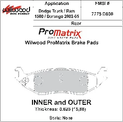 Klocki hamulcowe Wilwood 150-D0898K PM ProMatrix D898 Street Performance Racing Pads .625