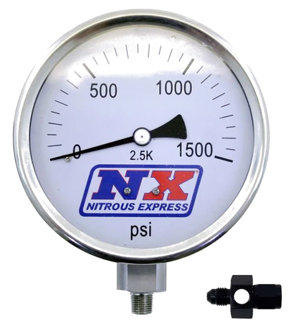 4 Inch Nitrous Pressure Gauge (Liquid Filled) with 4AN Adapter Nitrous Express NX 15541