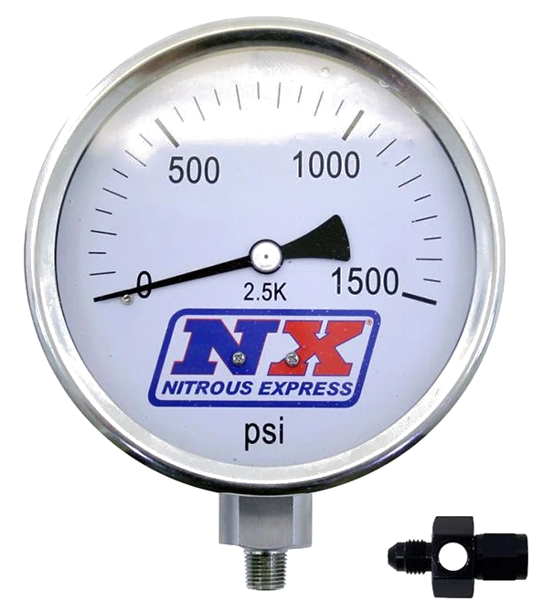 4 Inch Nitrous Pressure Gauge (Liquid Filled) with 4AN Adapter Nitrous Express NX 15541