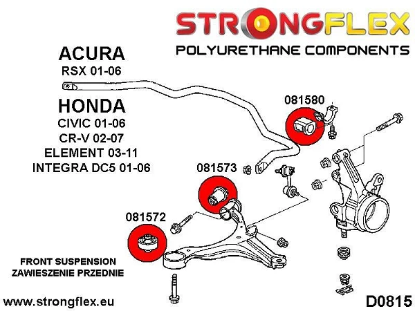 081580B: Tuleja stabilizatora przedniego Honda CRV - 081580B_25,4mm