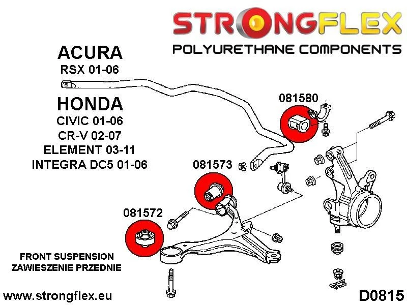 081580B: Tuleja stabilizatora przedniego Honda CRV - 081580B_25,4mm
